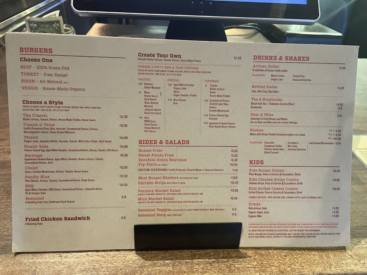 Roam Artisan Burgers Menu - Image 2