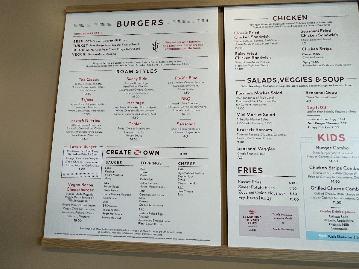 Roam Artisan Burgers Menu - Image 3